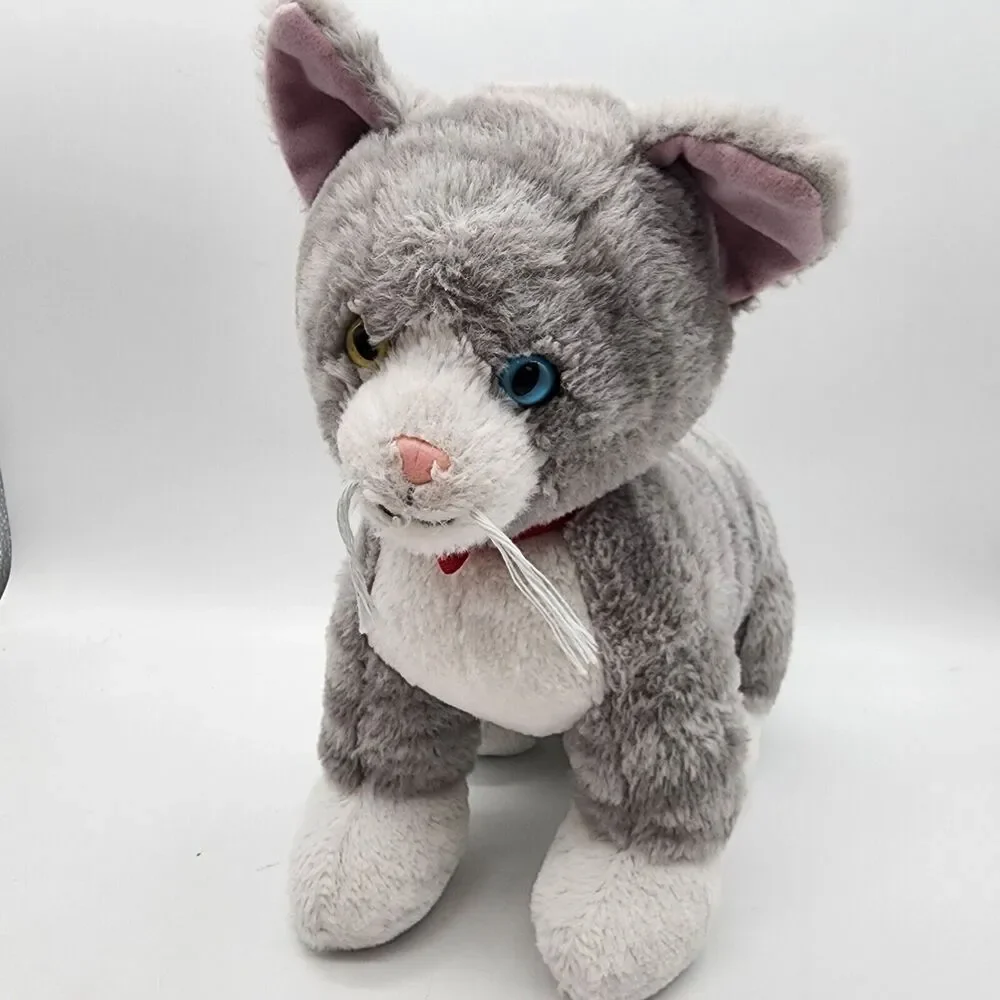 Build A Bear Gray Tabby Cat Plush Stuffed Animal 11” Different Color Eyes 2022